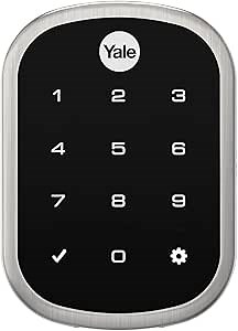 Yale | LiftMaster Smart Lock with Touchscreen Deadbolt- Works with myQ App & Key by Amazon in-Garage Delivery when paired with Smart Garage Hub (sold separately), Satin Nickel