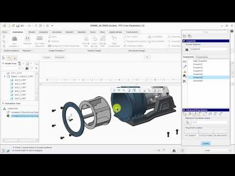 Creating an animation using snapshots in Creo Parametric