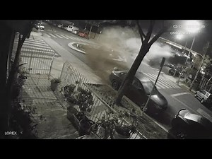 Car goes airborne after crashing into roundabout in Long Beach | ABC7