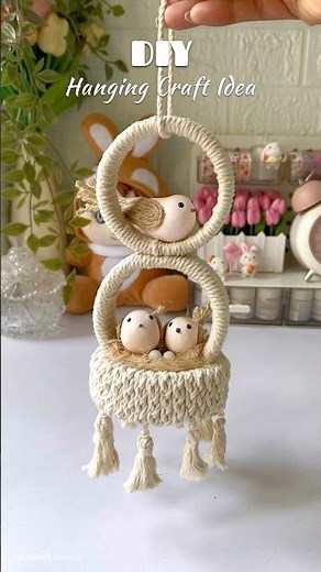 DIY hanging craft with cotton rope #shorts #viralshorts #craftideas #handmade