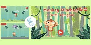 Monkey Mischief 3 Times Table Game