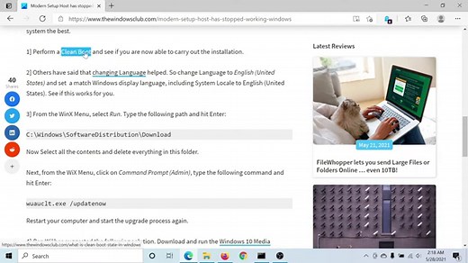 Modern Setup Host has stopped working in Windows 11