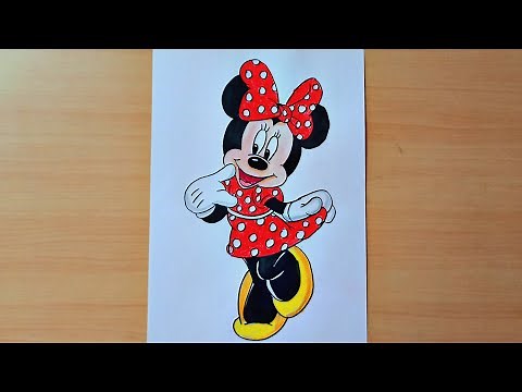 How to Draw Minnie Mouse Step by Step || Colour Drawing