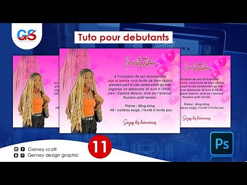 Tuto Comment créer une carte d'invitation sur Photoshop Formation complète pour débutant