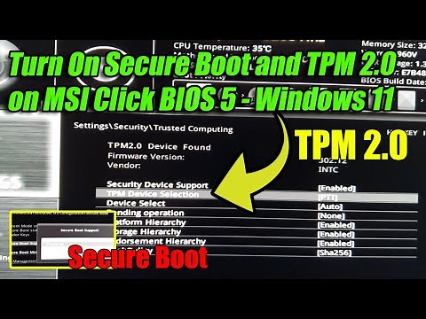 How to Turn On Secure Boot and TPM 2.0 on MSI Click BIOS 5 - For Windows 11