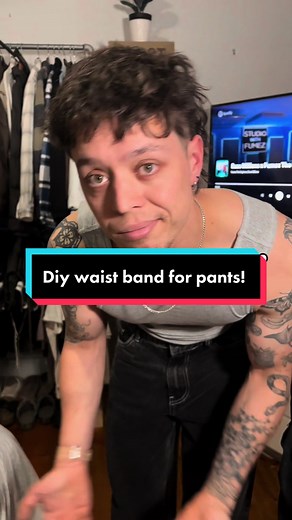 How to easily add a draw string to your pants to make them fit 🔥 save for later! #fashionhacks #fashiondiy #stussyjeans #easyfashionhack