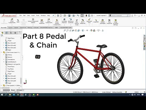 Solidworks Tutorial # How to Make a Bicycle Design Part 8 / pedal and chain