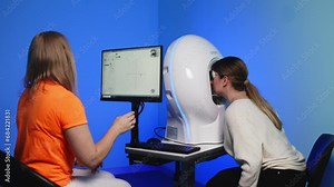 Precise visual field testing using an automatic computer perimeter for comprehensive eye health assessment in a clinical setting.