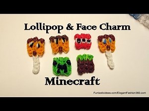 Rainbow Loom Steve Lollipop and Face Charm - How to - Minecraft Series