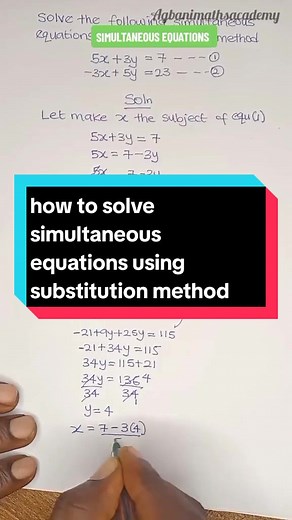 Solve Simultaneous Equations: Substitution Method