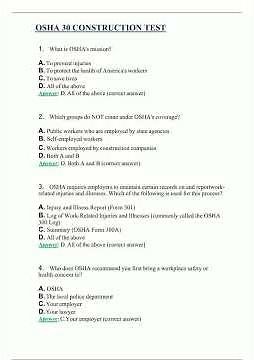 OSHA 30 CONSTRUCTION TEST UPDATED 2025 QUESTIONS WITH 100 VERIFIED ANSWERS AND COMPREHENSIVE RATI