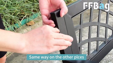 Patio Park Garden Bench Outdoor Metal Benches,400 lbs Cast Iron Steel Frame Chair w/PVC Mesh Pattern - for Park Yard Front Porch Path Yard Lawn Decor Deck Furniture,Black