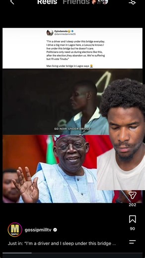 Man living under bridge says he'll vote for President Bola Tinubu