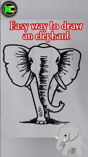 Easy Way to Draw an Elephant 🐘| Super Simple Elephant Sketch Tutorial for Beginners #elephantdrawing