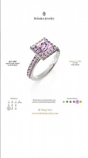 Princess Cut Bridal Ring by Belmira Jewelry
