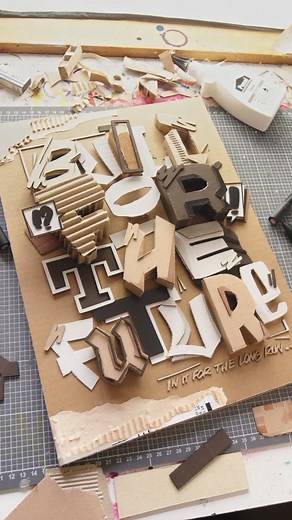 Snooze One – Lettering Artist on Instagram: "What about some cardboard letters? 😜 I just love to play with these different textures and ways to build the letters. I used my laser cutter in the end for the finer details 🤓 It’s been a while since I made a lettering out of cardboard and this took me quite a while to finish but it was a lot of fun 😁"