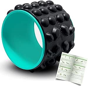 Trideer Back Roller & Back Stretcher, Back Pain Relief Products, Yoga Wheel for Back to Muscle Release & Spine Stretch, Foam Roller for Back Cracking Device - 7.5" W x 11" H (Teal)