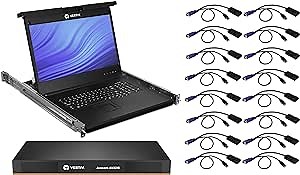 Vertiv Avocent Local Rack Access, 1U, KVM Rack Mount, 16 Port KVM Console, 1U, Rack Mount Console, 7 Languages Screen, 12 Languages Keyboard, LCD Tray, Local Server Entry Point (LRA185KMM16D-001)