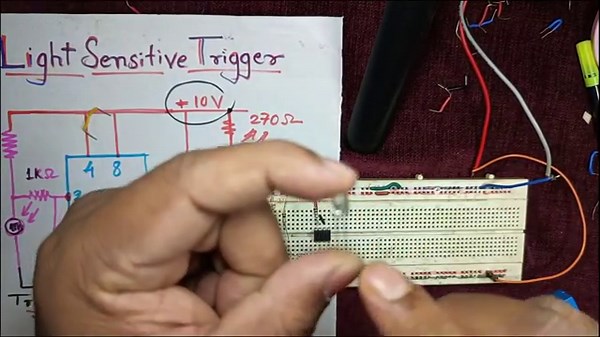Light Sensor Circuit Using LDR and 555 Timer IC