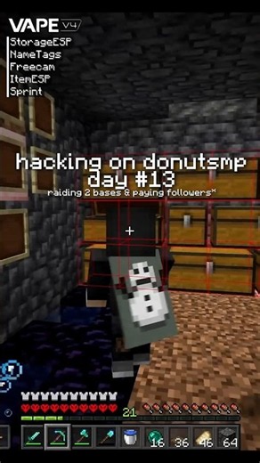 hacking on donutsmp day #13 (base hunting hacks) #shorts #donutsmp #drdonut #minecraft #mcpe