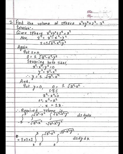 Find the volume of sphere x^2+y^2+z^2=a^2 using triple integration. #engineeringmathematics #pu#tu