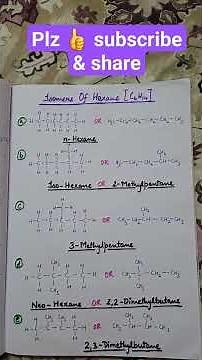 ISOMERS OF HEXANE (C6H14)|| STRUCTURE OF ISOMERS OF HEXANE || 5 ISOMERS OF HEXANE || CHEMISTRY ||
