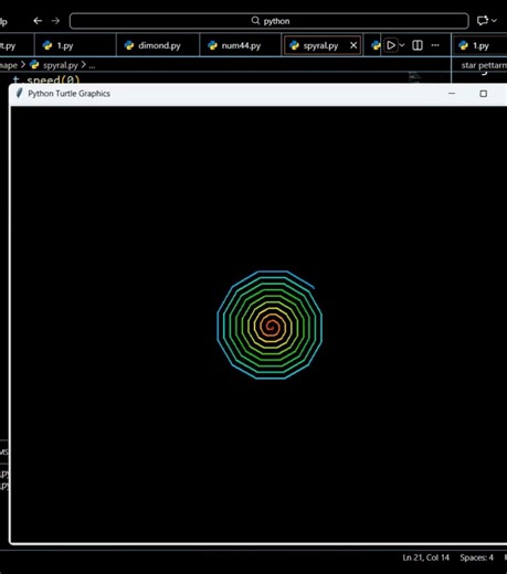 spiral circle shape in python program #coding #programminglanguage