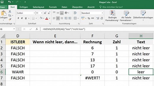 Excel: „Wenn Zelle (nicht) leer, dann...“ – Funktion