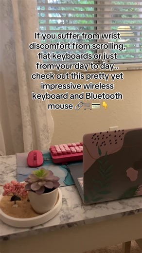 Obsessed with this aesthetic appeal and the retro floating key caps. Comes in different colors too! #WorkSpace #WorkspaceGoals #KeyBoard #ComfortFirst #CarpelTunnel #QualityOverQuantity #PrettyInPink #DressYourSpace #WorkMotivation #TheGirls #WorkFromHome #WfhMomLife #WfhMom #Microlnfluencer #UGCcreator #AffiliateMarketing #DigitalMarketing #PinkLady #DeskSetup #LapTopLifeStyle #yp #WomenInBusiness #Pink #wirelessKeyboard #BluetoothMouse #Retro #Aesthetic