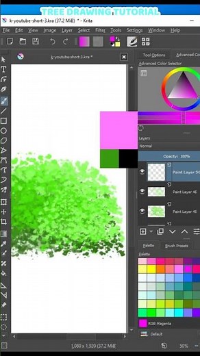Krita flower bush drawing | Krita for beginners #short
