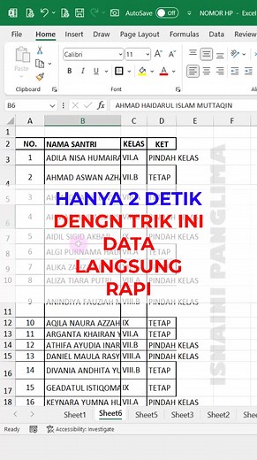429K views · 6.4K reactions | Hanya 2 Detik - Trik Mudah Merapikan Data di Excel belajar excel excel tutorial excel tutorial belajar excel belajar komputer belajar microsoft word #tutorial #trending #viral #DIY #caracara #reel #ReelsVideo #ViralReels #TrendingReels #facebook #microsoftword #tutorialmicrosoftword #belajarmicrosoftword #tutorialmsword #isnainipanglima #Excel #microsoftexcel #belajarkomputer #belajarkomputerpemula #exceltips #Android | Fata Tutorial | Facebook