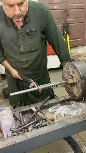 Spring manufacturing by hand on vintage lathe machine #shorts #diy #shortvideo