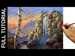 TUTORIAL : Acrylic Painting Landscape / Waterfall and the Old Tree / JMLisondra