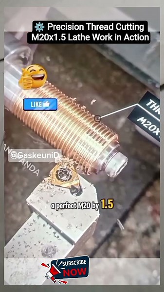 Precision Thread Cutting M20x1.5 Lathe Work in Action #manufacturing #cnc