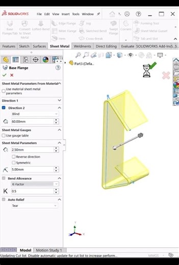 Creating Base Flange in SolidWorks | Sheet Metal Beginner Tutorial #shorts