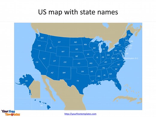 Free US map with states - Free PowerPoint Template