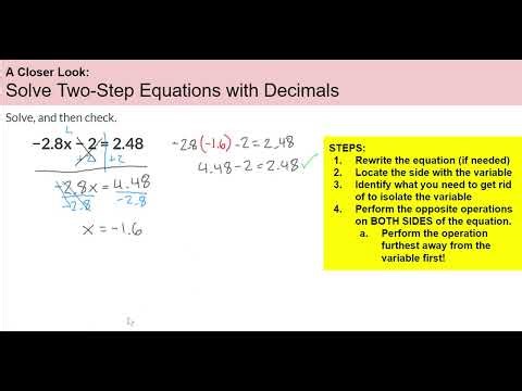 5.08A Part 2 - Solve Two Step Equations with Decimals