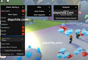 Roblox Manic Mining 2 Oyunu Para, Farm Script Hilesi İndir 2022