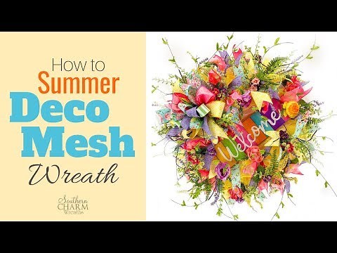 How to Make a Summer Deco Mesh Wreath With Two Colors