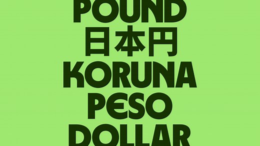 Different currency symbols and signs of the world