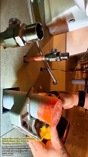 Copper Pipe Cutting Demonstration | Electric Rotary Pipe Cutter in Plumbing Installation