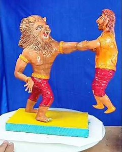 Roar of Narsimha idol making and colouring step by step