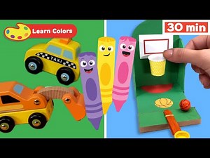 Color Crew Magic | Educational Video | Vehicles | Basketball Game | Learn Colors | Drawing For Kids