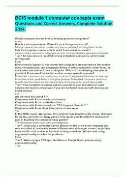 Bcis Module 1 Computer Concepts Exam Questions And Correct Answers Complete Solution 2024