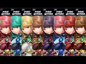 Pyra & Mythra - All Skins, Victory Poses, Attacks & Palutena's Guidance
