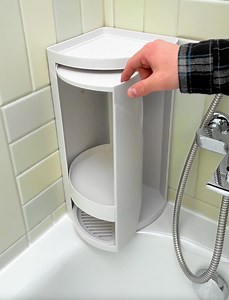 Space-saving 360° rotating corner shelf for smart bathroom & kitchen storage! 🔄🛁 | Transformazing