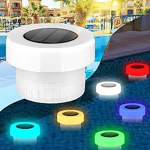 6 Piece Pool Chlorine Floater Floating Chlorine Dispenser with Solar Light Spa Floater for Hot Tub Floater Easy Open Chlorinator Floater Fits 1" and 3" Chlorine Slice for Swimming Pool