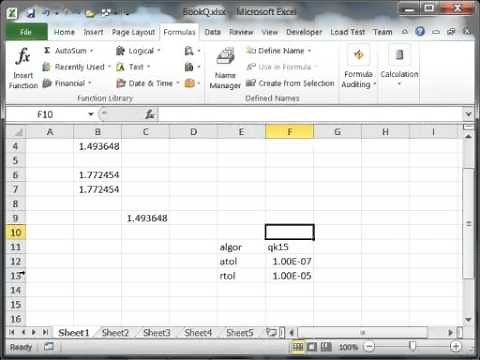 Integration in Excel using ExceLab QUADF() function - part 1