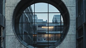 Exploring unique architectural designs with circular windows in a modern urban setting