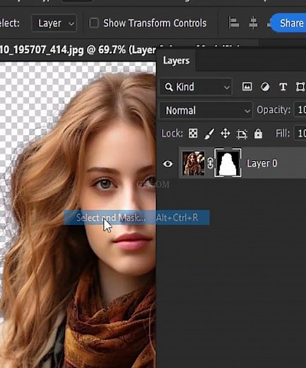 How to refine hair or remove background easily using select and mask in photoshop 2024
